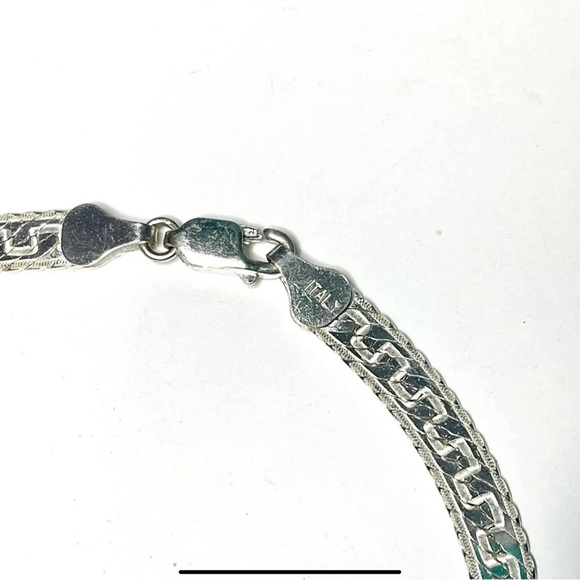 Italian Sterling Silver Greek Key Herringbone Necklace 5.5mm Wide - Picture 5 of 7